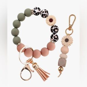 ✨ Boho Beaded Wristlet Keychain + Matching Clip Charm Set ✨